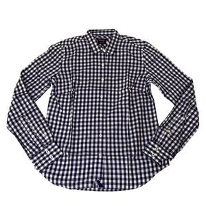 UNTUCKit Navy Blue White Gingham Button Down Shirt Size 16 Tailored Fit NWT